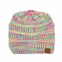 #11 Yellow/Turquoise/Hot Pink/Indi Pink C.C® Kids Youth Toddler Ages 1-5 Multi-Toned Ponytail Beanie