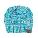 #15 Teal/Turquoise/Beige/Natural Grey C.C® Kids Youth Toddler Ages 1-5 Multi-Toned Ponytail Beanie