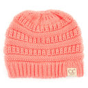 Coral CC Messy Bun Adults and Kids Ponytail Beanies Hats
