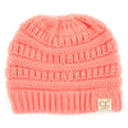 Coral CC Messy Bun Adults and Kids Ponytail Beanies Hats
