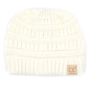 Ivory CC Messy Bun Adults and Kids Ponytail Beanies Hats