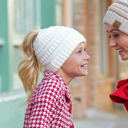 Navy CC Messy Bun Adults and Kids Ponytail Beanies Hats
