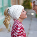 Navy CC Messy Bun Adults and Kids Ponytail Beanies Hats
