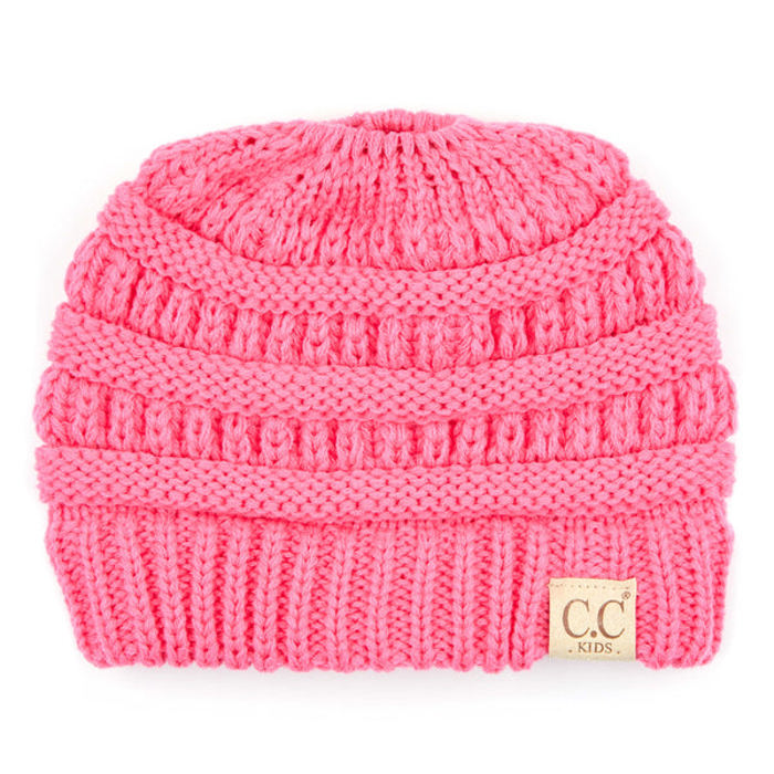CC Messy Bun Adults and Kids Ponytail Beanies Hats