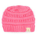 New Candy Pink CC Messy Bun Adults and Kids Ponytail Beanies Hats
