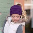 Purple CC Messy Bun Adults and Kids Ponytail Beanies Hats