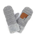Light Melange Grey CC Brand Sherpa Lined Mittens Unisex Winter Accessories