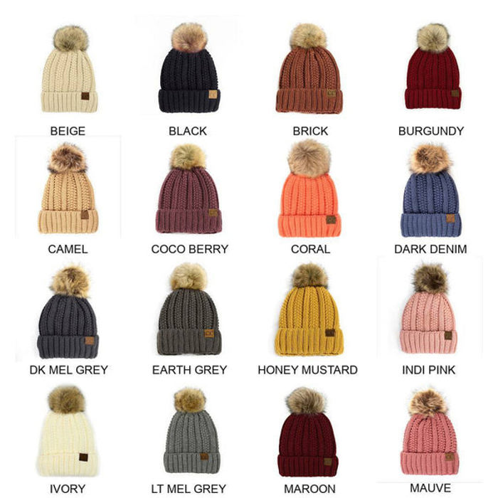 CC Kids Trending Pom Lined Beanies Hats