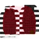 Maroon C.C® Women Messy Bun Ponytail Beanie Hats by Truly Contagious