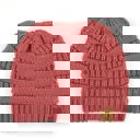 Mauve C.C® Women Messy Bun Ponytail Beanie Hats by Truly Contagious