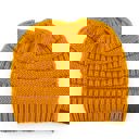 Mustard C.C® Women Messy Bun Ponytail Beanie Hats by Truly Contagious