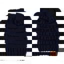 Navy C.C® Women Messy Bun Ponytail Beanie Hats by Truly Contagious