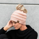 Rust C.C® Women Messy Bun Ponytail Beanie Hats by Truly Contagious