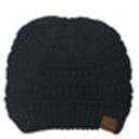 Metallic Black C.C® Messy Bun/Pony Metallic Beanie