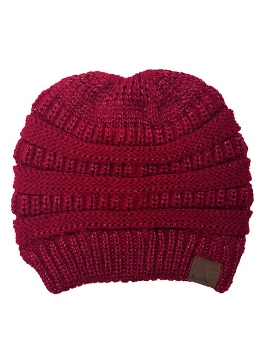 C.C® Messy Bun/Pony Metallic Beanie
