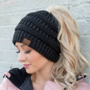 Metallic Burgundy C.C® Messy Bun/Pony Metallic Beanie
