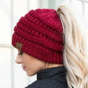 Metallic Burgundy C.C® Messy Bun/Pony Metallic Beanie