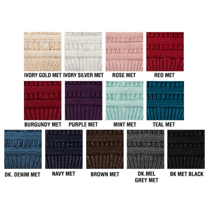 C.C® Messy Bun/Pony Metallic Beanie