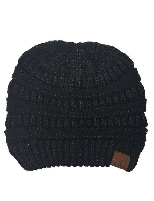 C.C® Messy Bun/Pony Metallic Beanie
