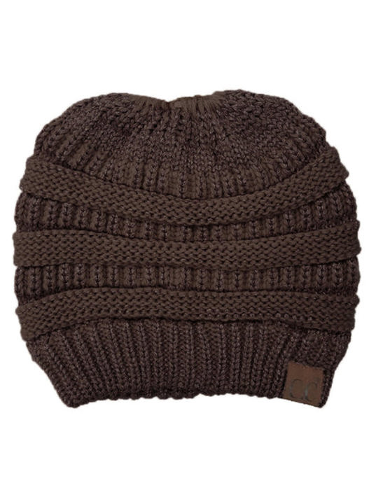 C.C® Messy Bun/Pony Metallic Beanie