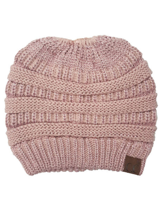 C.C® Messy Bun/Pony Metallic Beanie
