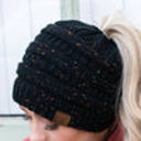 Black Confetti C.C® Cozy Confetti Bun Ponytail Beanies Hats