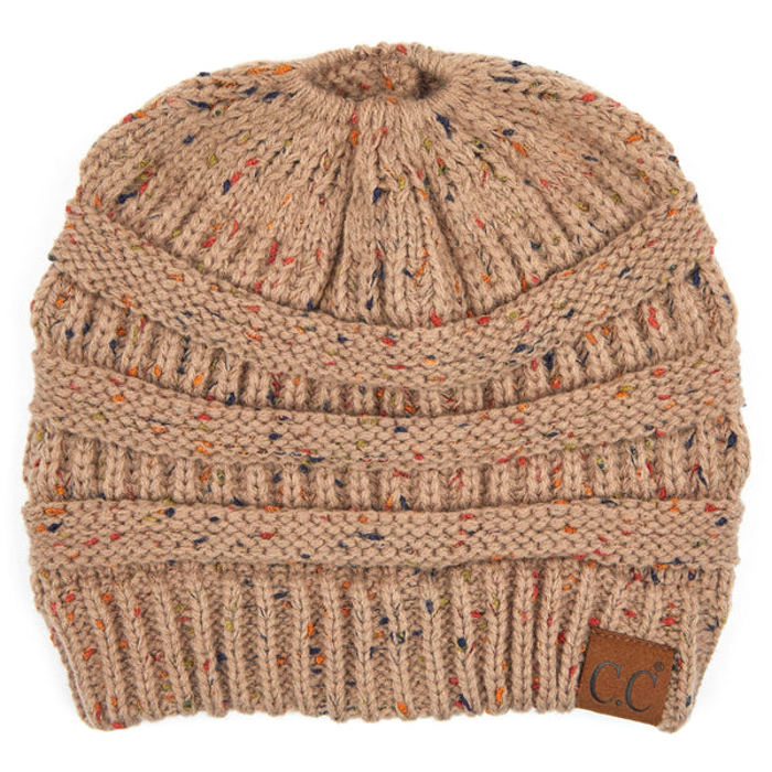 C.C® Cozy Confetti Bun Ponytail Beanies Hats