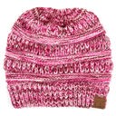 #1 Indi Pink/Burgundy/Hot Pink/Ivory (Four-Tone) CC Crafted Multi-Toned Bun Kids Youth to Adult Beanies Hats