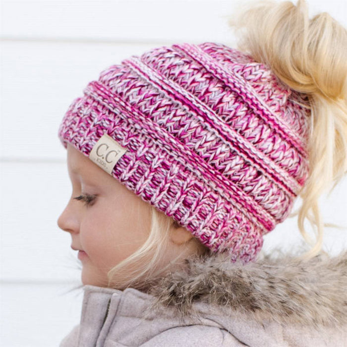 CC Crafted Multi-Toned Bun Kids Youth to Adult Beanies Hats