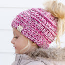 #10 Red/Hot Pink/Indi Pink/Maroon (Four-Tone) CC Crafted Multi-Toned Bun Kids Youth to Adult Beanies Hats