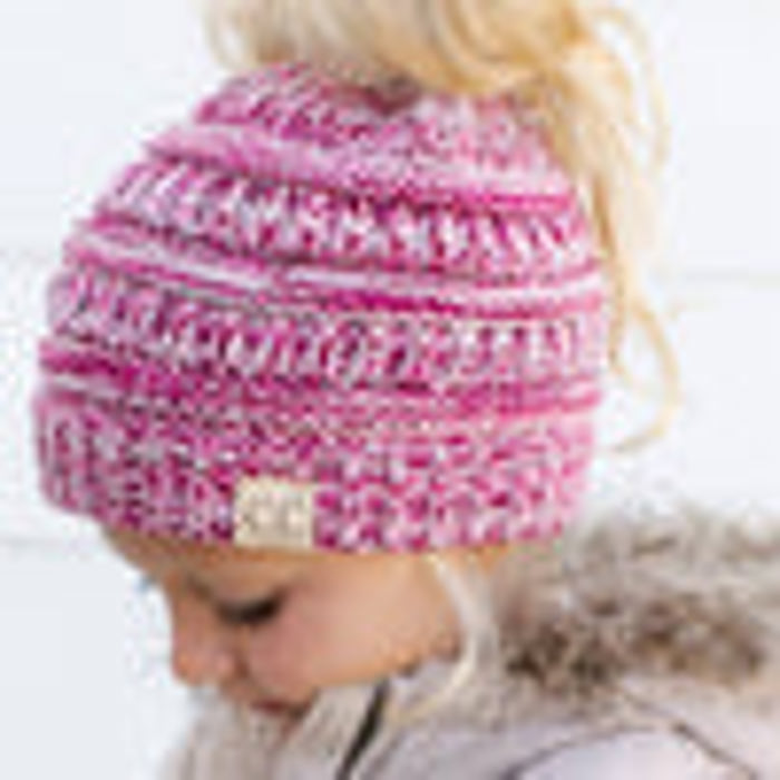 CC Crafted Multi-Toned Bun Kids Youth to Adult Beanies Hats