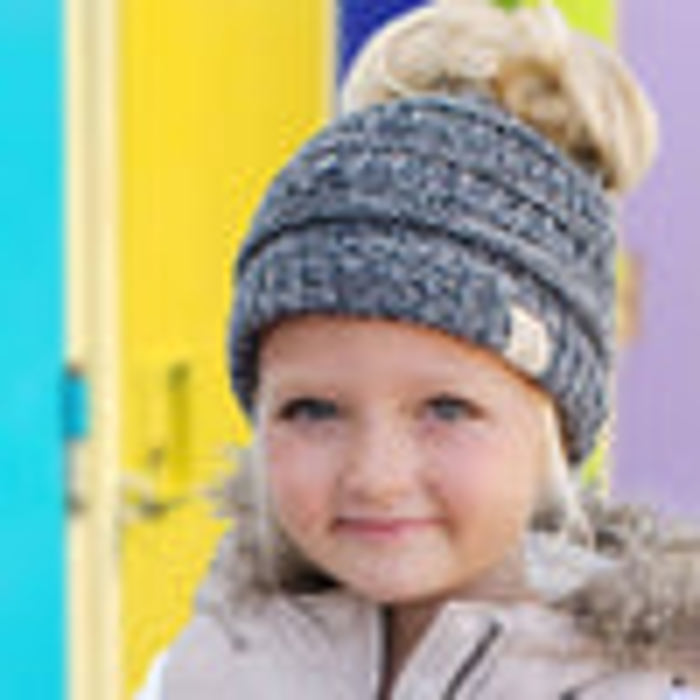 CC Crafted Multi-Toned Bun Kids Youth to Adult Beanies Hats