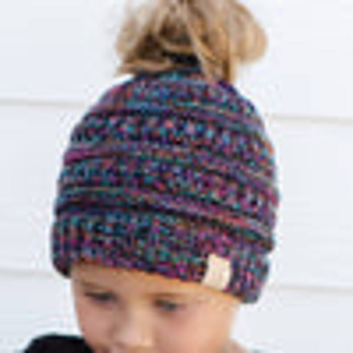 CC Crafted Multi-Toned Bun Kids Youth to Adult Beanies Hats