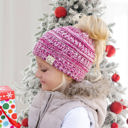 #32 Black/Teal/Purple/HotPink (Four-Tone) CC Crafted Multi-Toned Bun Kids Youth to Adult Beanies Hats