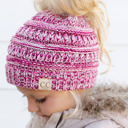 #32 Black/Teal/Purple/HotPink (Four-Tone) CC Crafted Multi-Toned Bun Kids Youth to Adult Beanies Hats