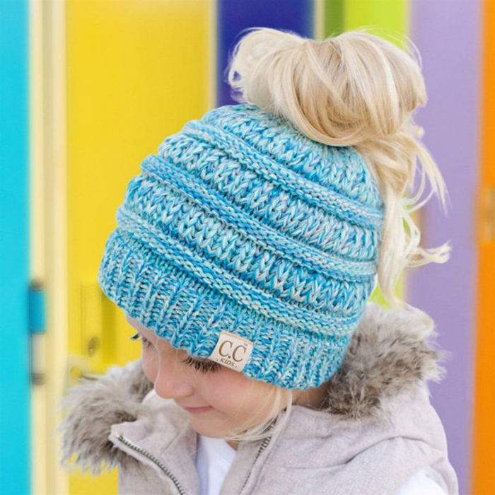 CC Crafted Multi-Toned Bun Kids Youth to Adult Beanies Hats