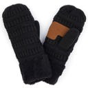 Black CC Tween Sherpa Lined Mittens