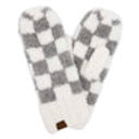 Light Grey/White C.C® Checkered Boucle Oh-So-Soft Mittens