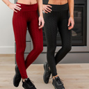 2 Pack Black & Burgundy - L/XL (Pant Size: 8-12) Cellulite Hiding Leggings