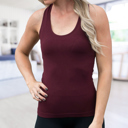 Burgundy Mid-Length Racerback Tank | Ribbed