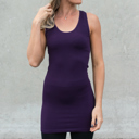Dark Purple Extra Long Layering Ribbed Racerback Tank