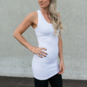 White Extra Long Layering Ribbed Racerback Tank