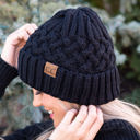 Teal Blue CC Beanie Lattice Pattern