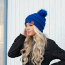 Navy w/Same Color Pom C.C® Trending Pom School Spirit Colors Beanies Hats
