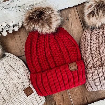 CC Multi-Color Plush Pom Beanie
