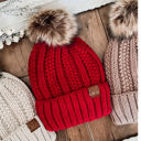  CC Multi-Color Plush Pom Beanie