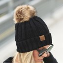 CC Multi-Color Plush Pom Beanie