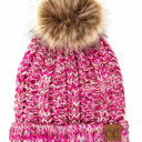 #1 Burgundy/Indi Pink/Hot Pink/Ivory CC Multi-Color Plush Pom Beanie
