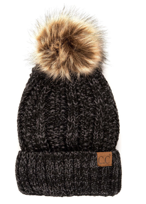CC Multi-Color Plush Pom Beanie