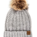#28 Two-Tone (Grey) CC Multi-Color Plush Pom Beanie